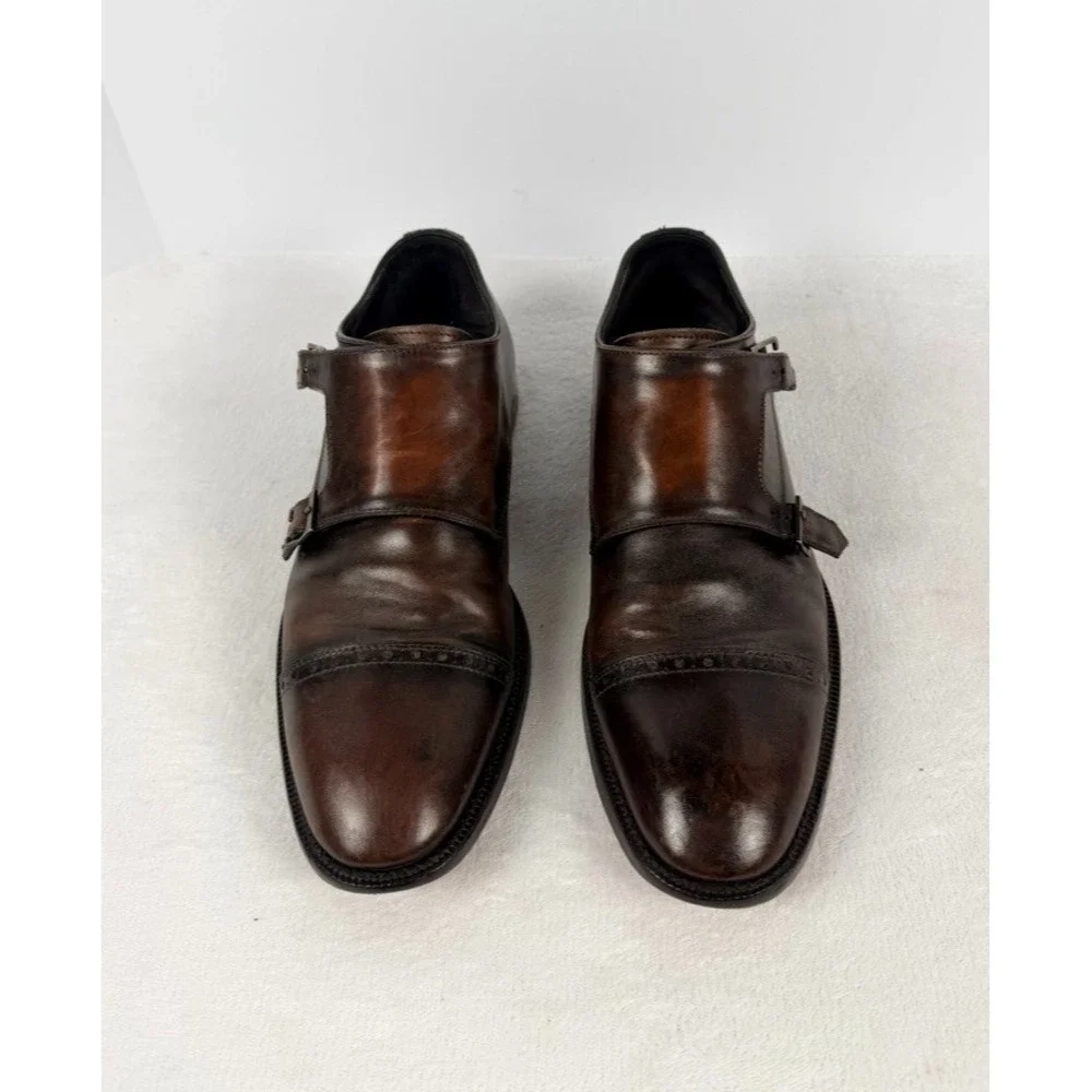 Allen Edmonds Francis Double Monk Strap Cap Toe Dress Shoes Brown Leather 11D
